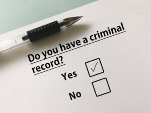 criminal record form with yes or no checkbox